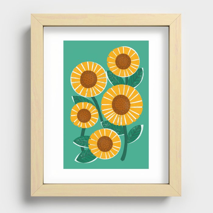 Mod Sunflower Recessed Framed Print