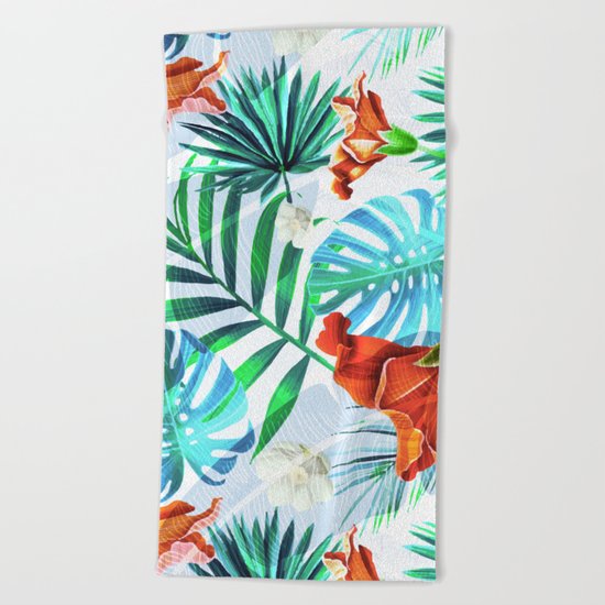 Tropical fiesta - sunset Beach Towel