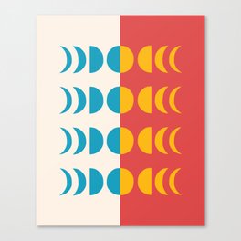 Moon Phases 10 in Blue red gold Canvas Print