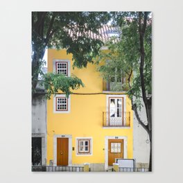 Bright Yellow Building Facade | Lisbon Portugal Canvas Print