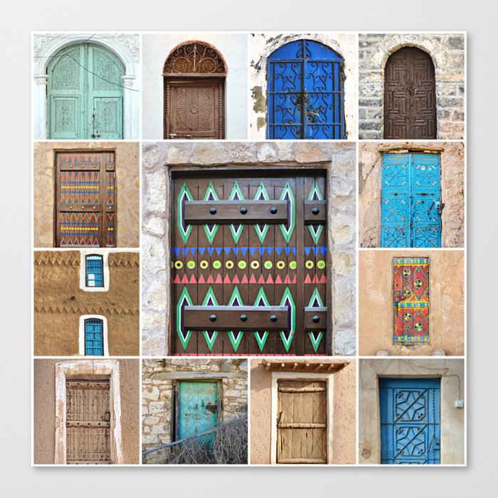 Saudi Doors Square Collage Canvas Print