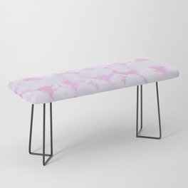 Pink and white grid watercolor Bench