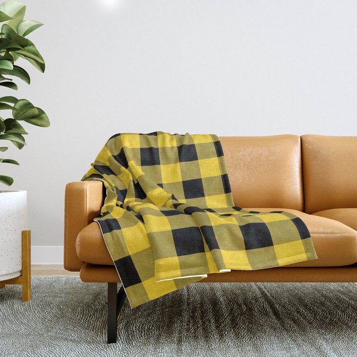 Yellow check throw sales