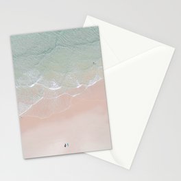 Surf Yoga - Aerial Pink Beach - Pastel Ocean - Sea Travel photography  Stationery Card