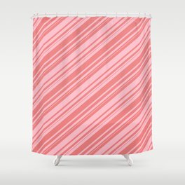 [ Thumbnail: Light Coral & Pink Colored Lines Pattern Shower Curtain ]