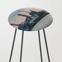 Oil refinery riverfront, vintage tone during sunrise Counter Stool