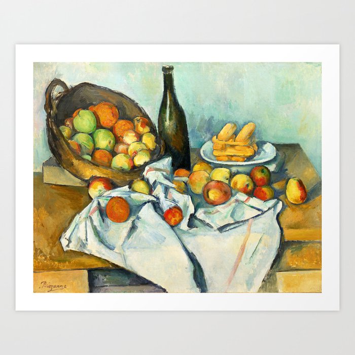 Basket Of Apples Painting Paul Cezanne French Impressionism Still Life Painting Home Decor Kitchen Art Print by Hi Princess Boutique - X-Small