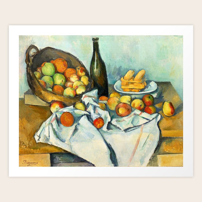 Basket Of Apples Painting Paul Cezanne French Impressionism Still Life Painting Home Decor Kitchen Art Print by Hi Princess Boutique - X-Small