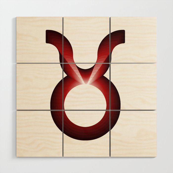 taurus zodiac sign in red gradient color Wood Wall Art