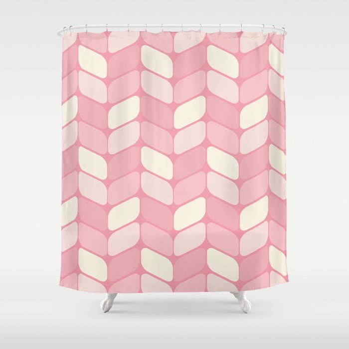 Vintage Diagonal Rectangles Pink Vanilla Shower Curtain