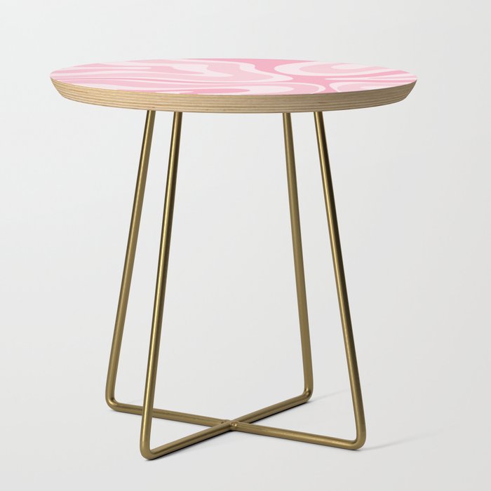 Modern Retro Liquid Swirl Abstract in Pretty Pastel Pink Side Table