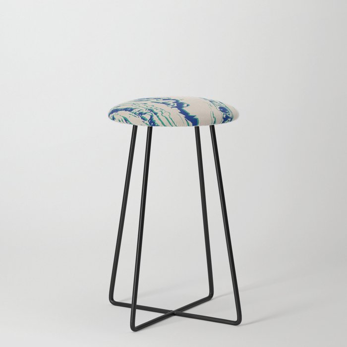 White Magma Muse - liquid marble waves Counter Stool