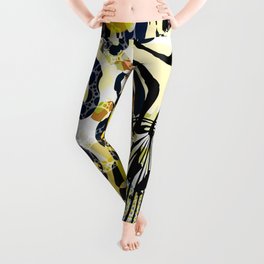 abstract Design in Gray Yellow Black Leggings