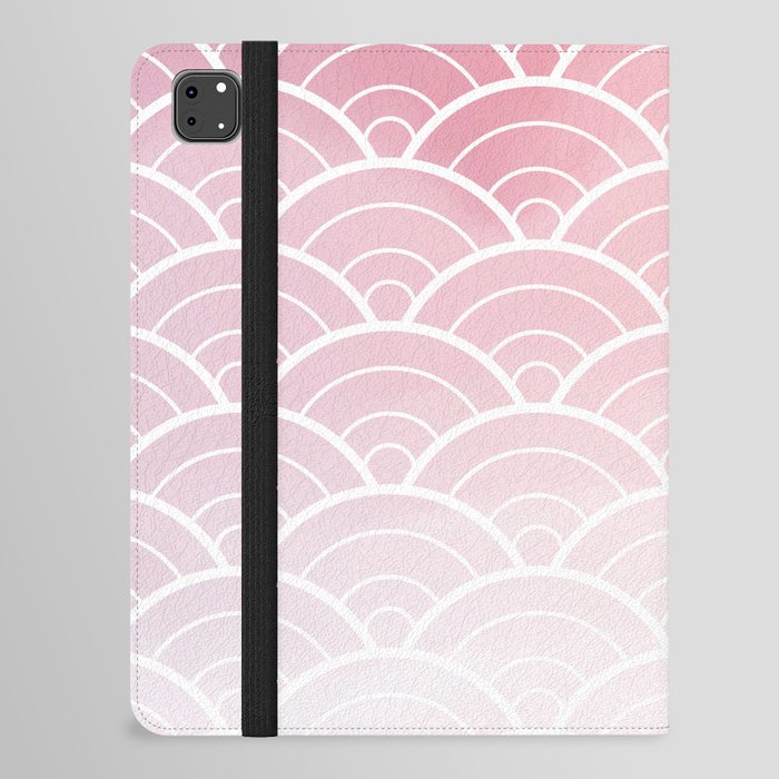 Pink Ombre Japanese Waves Pattern iPad Folio Case