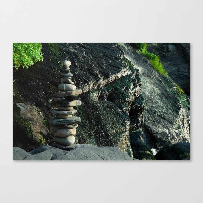 Zen Stones and Waterfall Canvas Print