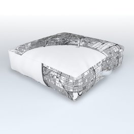 Los Angeles White Map Outdoor Floor Cushion