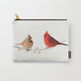 Red cardinal birds Carry-All Pouch | Acrylic, Pastel, Pattern, Drawing, Nature, Animal, Red, Colored Pencil, Paiting, Illustration 