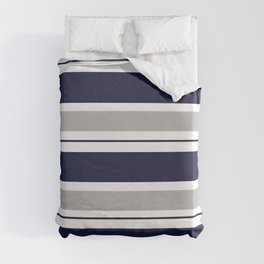 Navy Blue and Grey Stripe Duvet Cover