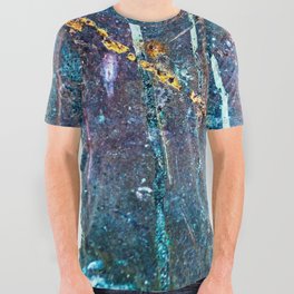 Abstract Cobalt Blue Rusty Metal Weathered Texture All Over Graphic Tee