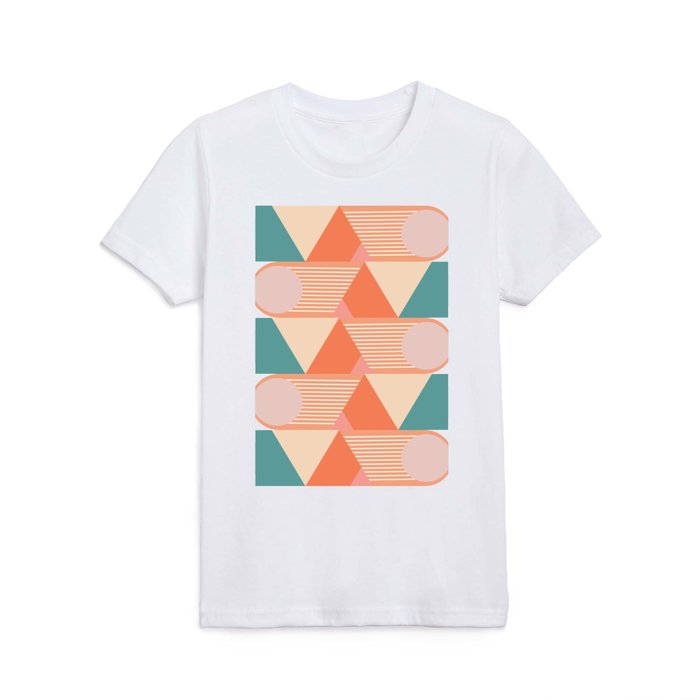 Shapes and Lines 21 | Orange and Teal Kids T Shirt