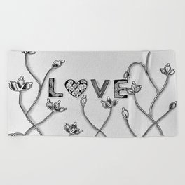 Botanical Love small font Beach Towel