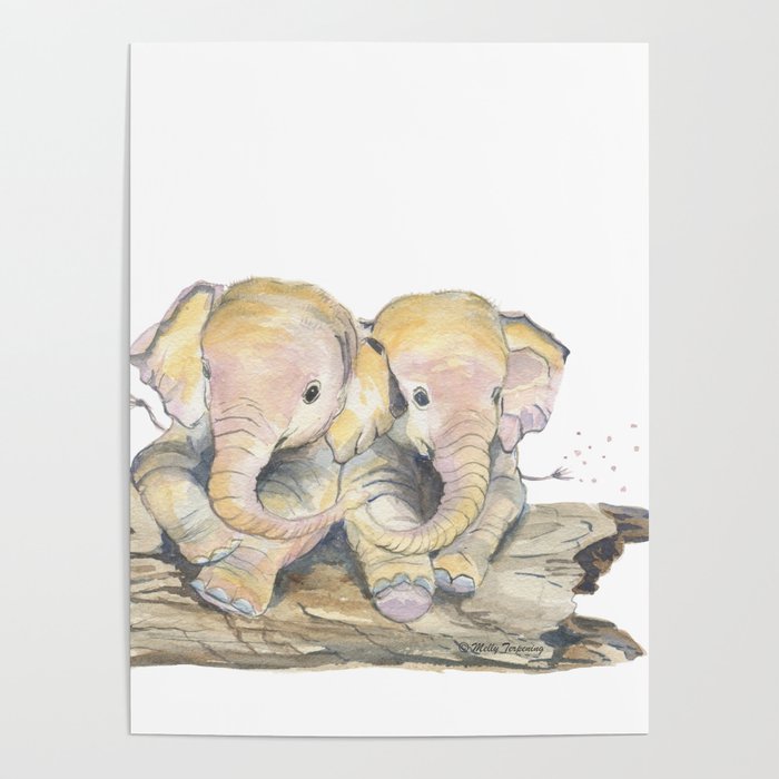Happy Little Elephants Poster