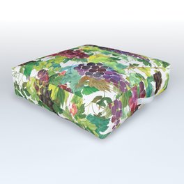 Wine Grapes In Watercolor Outdoor Floor Cushion