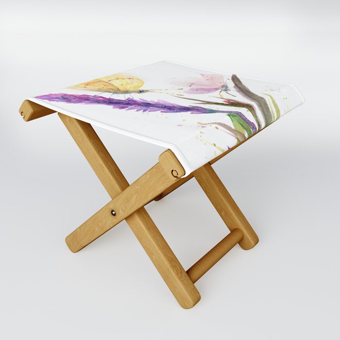 Butterfly and flowers Folding Stool