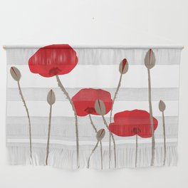 Hand drawn stylized poppies on white background Wall Hanging