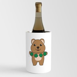 Quokka With Shamrocks Cute Animals For Good Luck Wine Chiller