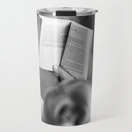 The Well-read Woman (reading in the bathtub) black and white photography Travel Mug