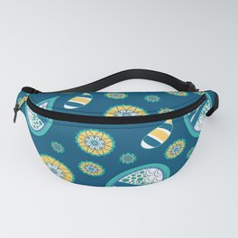 Blue Paisley Lover On Blue Background Pattern Fanny Pack