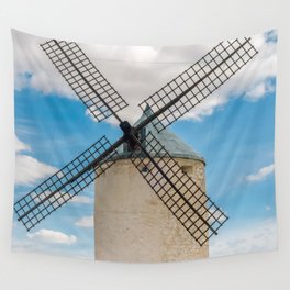 Spain Photography - Ancient Windmill On A Dry Field Wall Tapestry