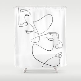 Abstract Face Couple Line Art Shower Curtain