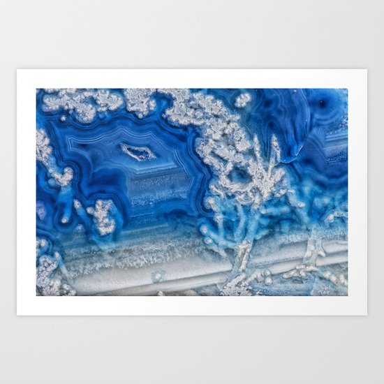Blue whte agate crystal Art Print
