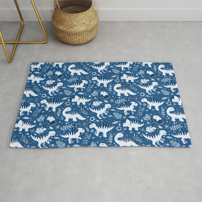 Dino Floral in Classic Blues Rug