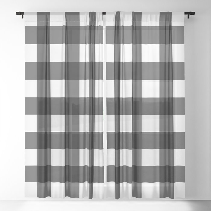 Black White Plaid Squares Sheer Curtain By Christyne Society6