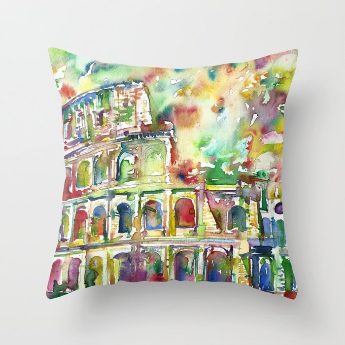 COLOSSEUM - watercolor painting Throw Pillow