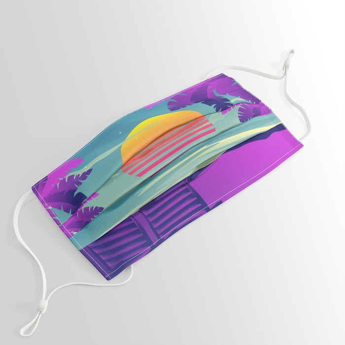 Seaside Relaxing Sunset Synthwave Face Mask