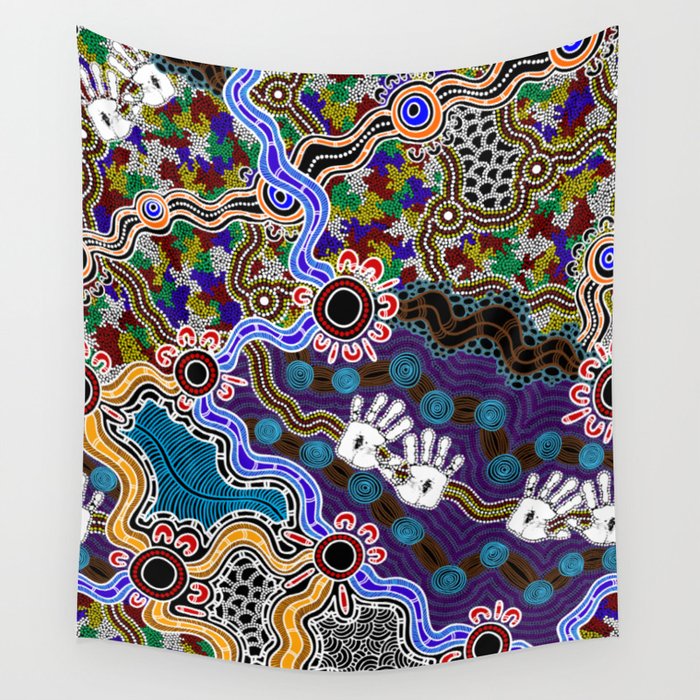 Authentic Aboriginal Art Discovering Your Dreams Wall Tapestry by Hogarth Arts Authentic Aboriginal Art Society6