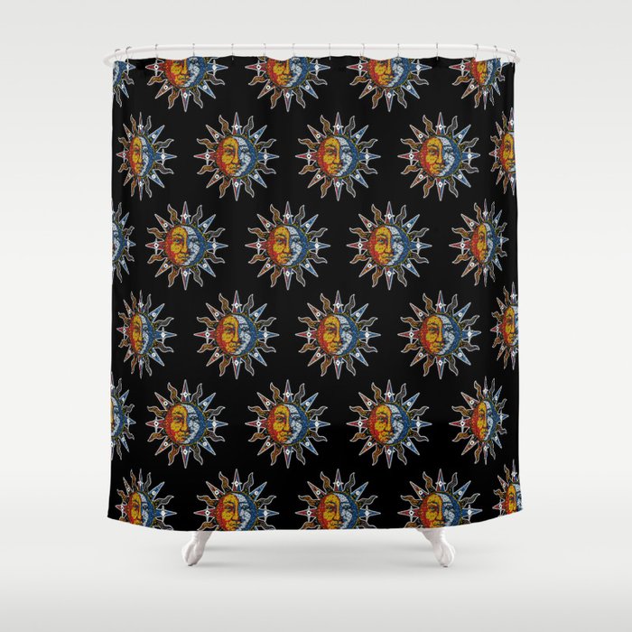 Celestial Mosaic Sun And Moon Shower Curtain By Sandersart Society6