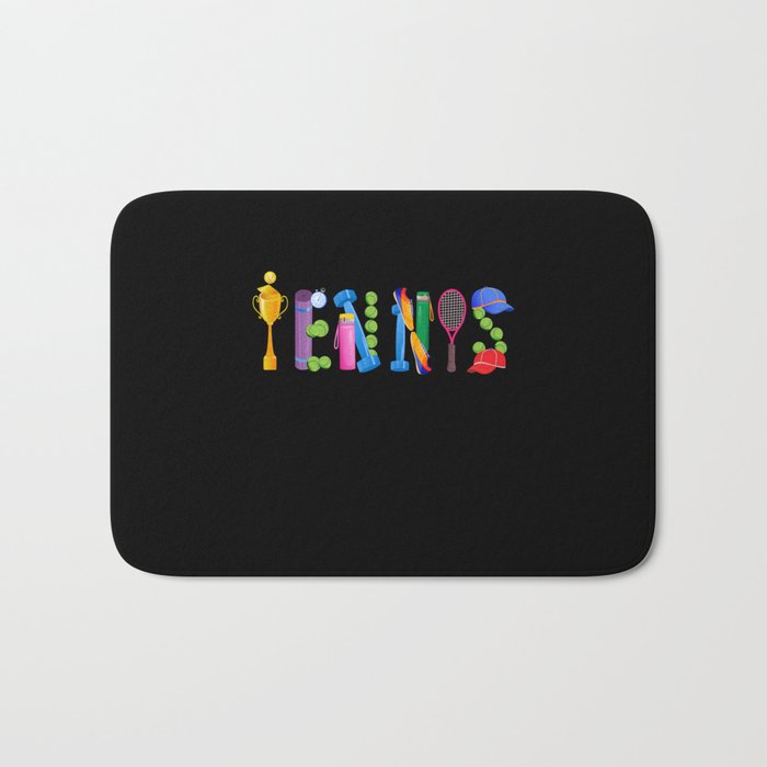 Tennis Tennis Racket Tennis Player Bath Mat