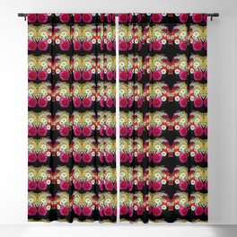 Beautiful Floral Arrangement Pattern on Black Blackout Curtain