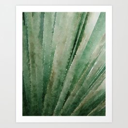 Palm Reading - Botanical Forest Sage Green Close Up Palm Leaf Watercolor Nature Art Print Art Print