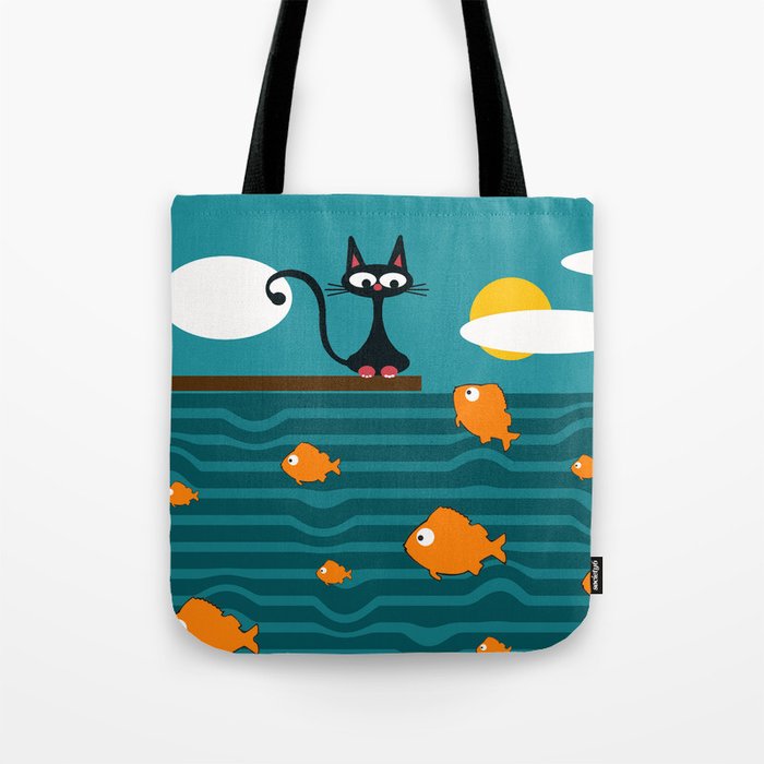 fishes and cat Tote Bag