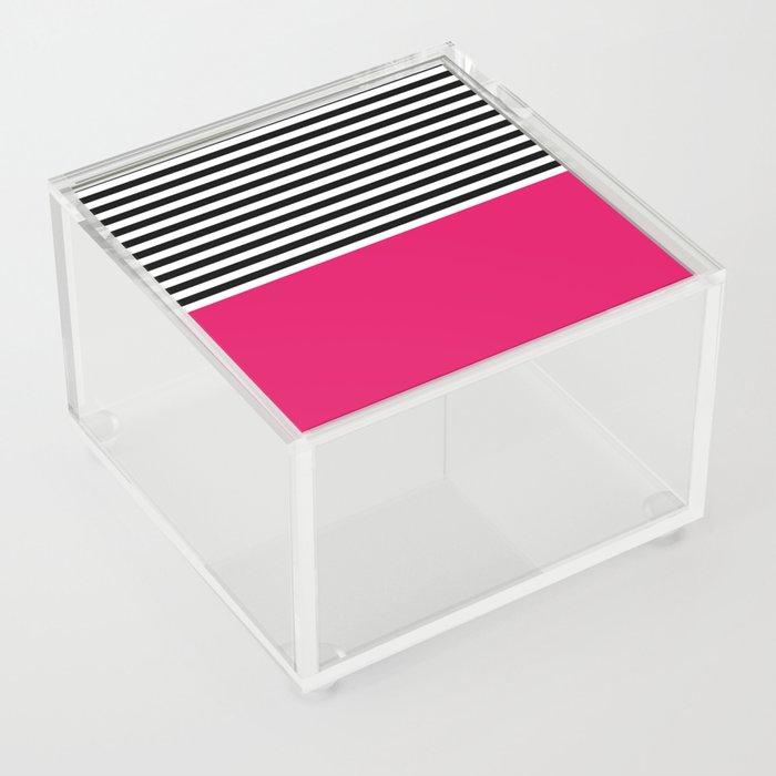 Raspberry With Black and White Stripes Acrylic Box