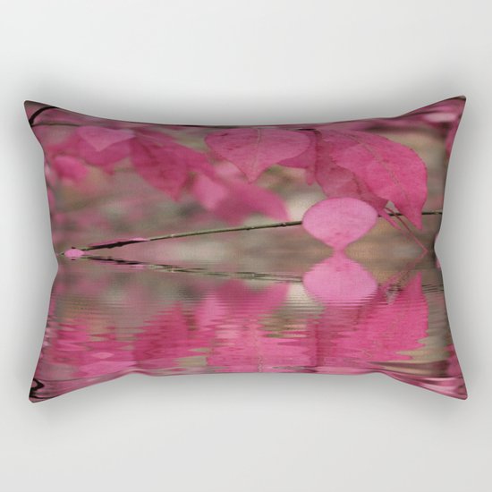 Red Autumn Leaf Reflections Rectangular Pillow