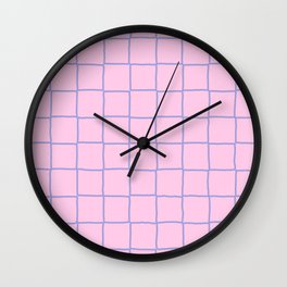 Pastel Lavender + Blush Pink Checkered Plaid Wall Clock