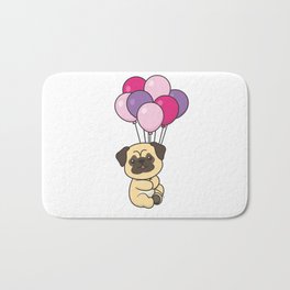 Pug With Balloons For Birthday Cute Dogs Bath Mat