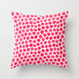 Large Red/Pink Watercolor Polka Dot Pattern Throw Pillow
